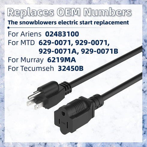 Snow Blower Electric Starter Cord 02483100 Compatible with Ariens Electric Start Cord Part Replacement for Ariens, MTD, Murray, Tecumseh 629-0071,...