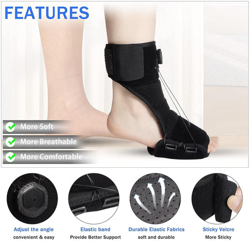 Plantar Fasciitis Relief Night Splint - Upgrade Achilles Tendonitis Brace with Rotating Knob Iron Wire Elastic Dorsal Night Splint, for Women & Me...