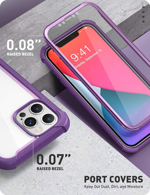 i-Blason Ares Case for iPhone 12 Pro Max 6.7 inch (2020 Release), Dual Layer Rugged Clear Bumper Case with Built-in Screen Protector (Purple)...