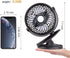 Battery Operated Clip on Fan, Portable Rechargeable USB Personal Fan 3 In 1 with hook and LED for camping, stroller, car seat, office...