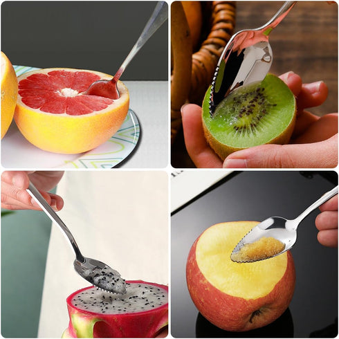 Grapefruit Spoons and Grapefruit Knife, 4pcs Stainless Steel Grapefruit Spoon and 1pcs Curved Knife with Serrated Edge,Grapefruit Utensils Set for...