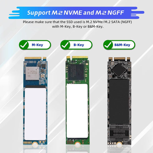 ELUTENG M.2 to USB Adapter Dual Protocol M.2 NVME SATA Hard Drive USB3.1 Gen2 10Gbps USB to NVME PCI-E SSD Reader M Key & B+M Key Support UASP for...