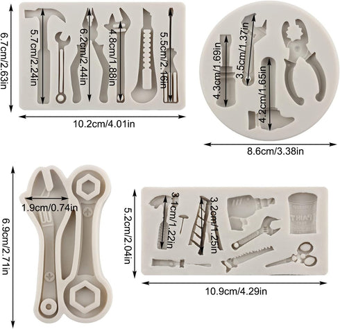 Hand Tools Silicone Mold Construction Tools Chocolate Fondant Molds Combination Wrench Molds For Cake Decorating Cupcake Topper Sugar Candy Chocol...