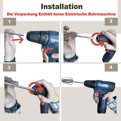 3Pcs Hand Mixer,Stainless Steel Kitchen Mixer Handheld Attachments Set 7.5inch for Electric Drill Dishwasher Safe(1 Beater, 1 Dough Hooks, 1 Ballo...