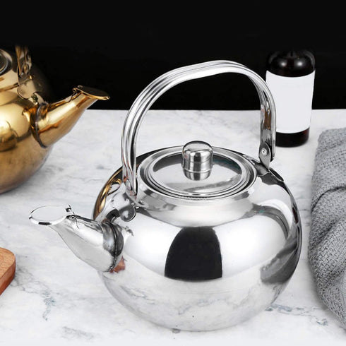 Tea Pots, Tea Pots with Infuser for Stove Top 14cm Stainless Steel Teapot Teapot with Infuser Tea Kettle for Loose Leaf and Tea Bags...