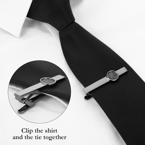 AMITER 3pcs Tie Clips with Initial A-Z, Skinny Tie Bar for Mens Regular Neckties...