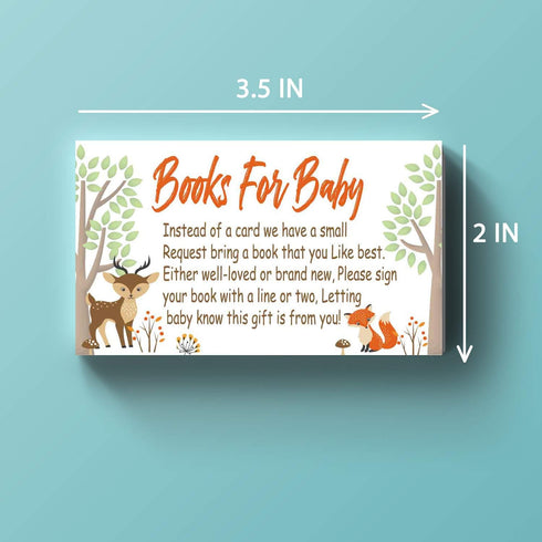 Woodland Creature Books for Baby Shower Request Cards (50 Pack), Baby Shower Invitation Inserts....
