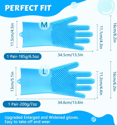 Pecute Pet Grooming Gloves, Heat Resistant Cat Bathing Gloves with High-Density Teeth, Silicone Dog Bathing Gloves with Enhanced Five Finger Desig...
