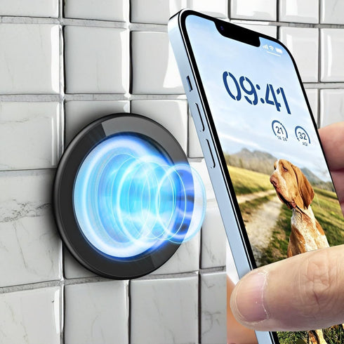 Mag-Safe Ring Holder, Magnet Hands-Free Mirror Shower Wall Mount Magnetic Sticker Car Accessories Phone Stand for Bathroom Wall Fit iPhone15 14 13...