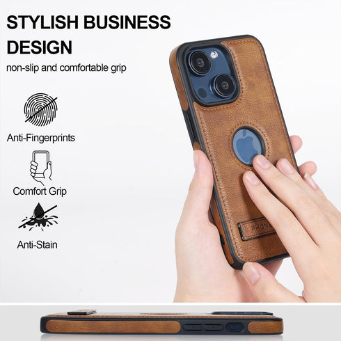 Leather case for iPhone 15 Plus Case, Thin Flexible Soft Grip Luxury Cover, Protective Slim with Kickstand Shockproof Phone Cases Compatible with ...