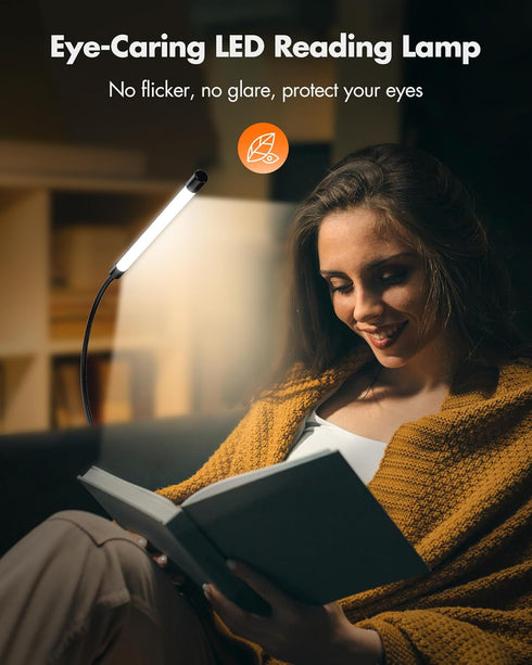 JHD LED Desk Lamp with Clamp - Adjustable 3 Modes, 10 Brightness Levels, USB Eye Caring Flexible Gooseneck Desk Light, Perfect for Home Office, Do...