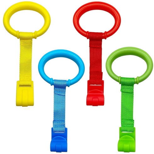 4 Pcs Baby Playpen Pull up Rings- Baby Crib Pull up Rings- Baby Walking Exercises Assistant Rings- Baby Bed Stand Up Rings Baby Cot Hanging Rings ...