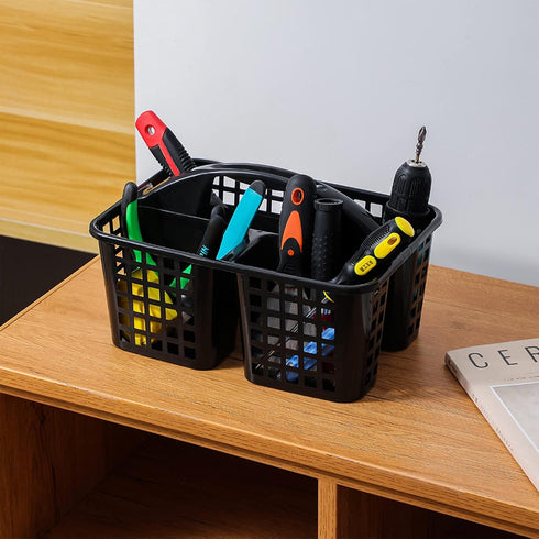 JiatuA Portable Shower Caddy Basket with Compartments Cleaning Supplies Organizer with Handle Plastic Storage Divided Tool Bin for Bathroom, Bedro...