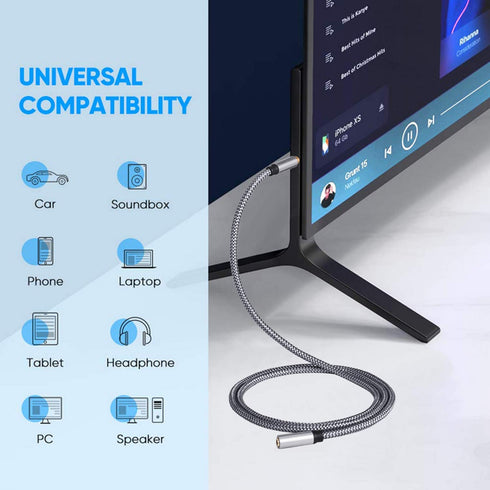 Audio Extension Cable 12Ft,Audio Auxiliary Stereo Extension Audio Cable 3.5mm Stereo Jack Male to Female, Stereo Jack Cord for Phones, Headphones,...
