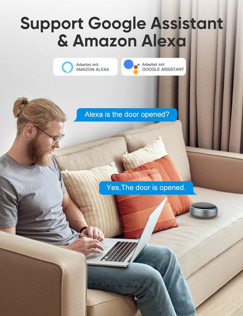 Maxcio Door Window Sensor, Door Open Detector with App Notifications, Compatible with Alexa/Google Home, Entry Detector Sensor for Home Automation...