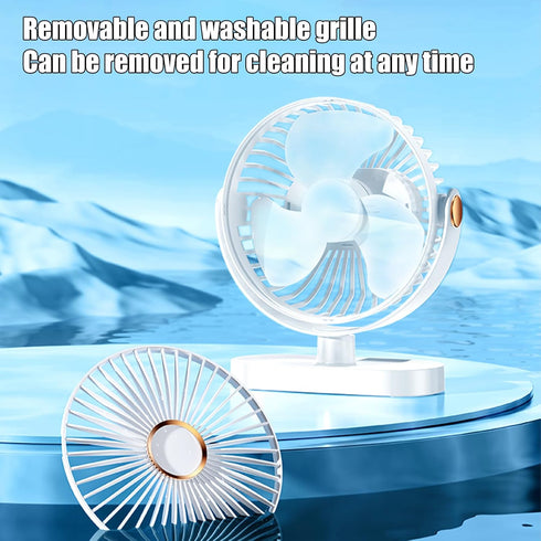 USB Table Fan,Personal Quiet 5 Speeds Desktop Portable Fan,Small But Powerful,Battery Fan Adjustable Desk Fan 360° Rotation for Office,Bedroom(Whi...