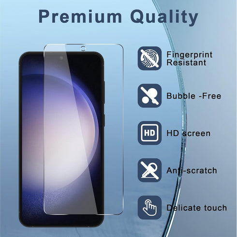 [3+3 Pack Compatible for Samsung Galaxy S23 FE Screen Protector 6.4 inch + Camera Lens Protector Fingerprint Recognition Tempered Glass Case Frien...