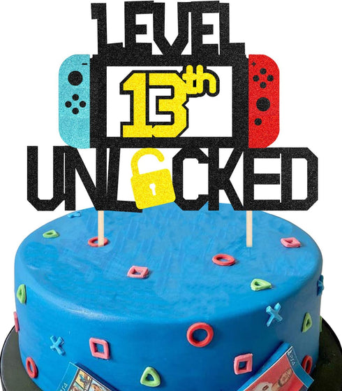 Level 13th Cake Topper for Video Game Theme Gaming Party Birthday Anniversary Celebration...