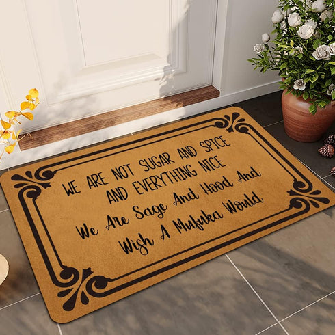 Welcome Mats for Front Door Outdoor Entry We are Not Sugar and Spice and Everything Doormat Non Slip Rubber Mat for Home Indoor Farmhouse Funny Ki...