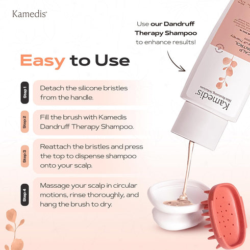 KAMEDIS Fillable Scalp Massager Brush - Silicone Gentle Scalp Scrubber, Exfoliator & Dandruff Scrub Away - Use On Shower with Shampoo for Scalp Sc...