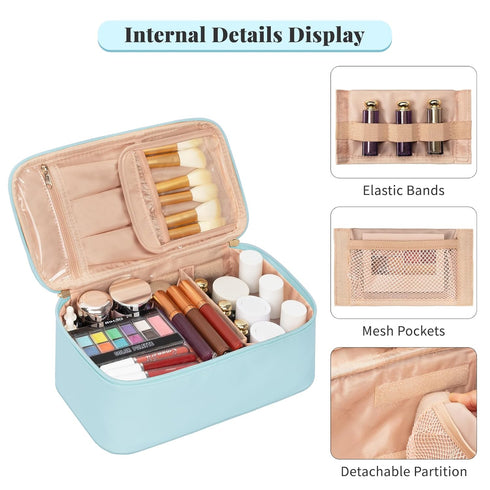 OCHEAL Makeup Bag,Vegan Leather Makeup Organizer Bag,Travel Essentials Cosmetic Bag Make Up Bag Small Makeup Case Toiletry Bag for Women,Compact C...