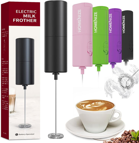 Milk Frother, Matcha Whisk, Frother Mini Frappe Mixer for Drink, Whisk Drink Mixer for Coffee, Cappuccino, Frappe, Matcha, Hot Chocolate, Black...