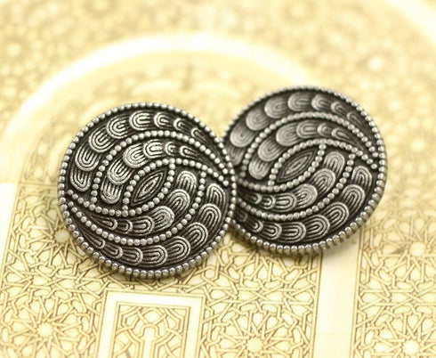 Bezelry 12 Pieces Spiral Petals Metal Shank Buttons. 20mm (3/4 inch) (Antique Silver)...