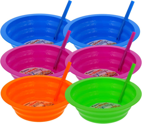 Arrow Home Products Sip-A-Bowl Set, 22oz, 6pk - BPA Free Straw Bowls for Kids To Sip Up Every Drop Without the Mess -Made in the USA, Great for Ce...