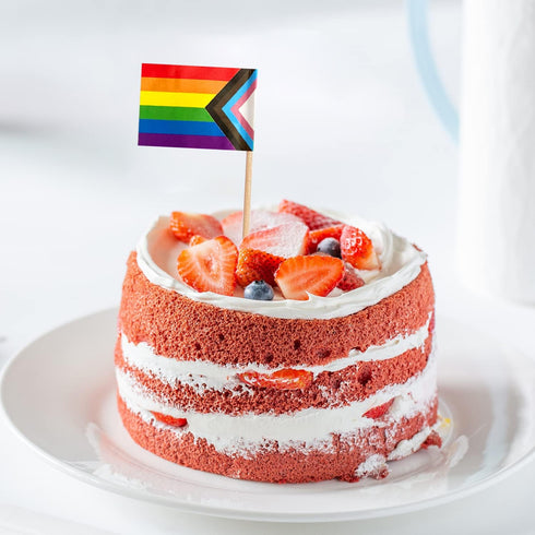 ZXvZYT Progress Pride Rainbow Flag Rainbow Toothpick Flags,Small Mini LGBT Cupcake Toppers Stick flags - Rainbow Mardi Gras Events Party Cocktail ...
