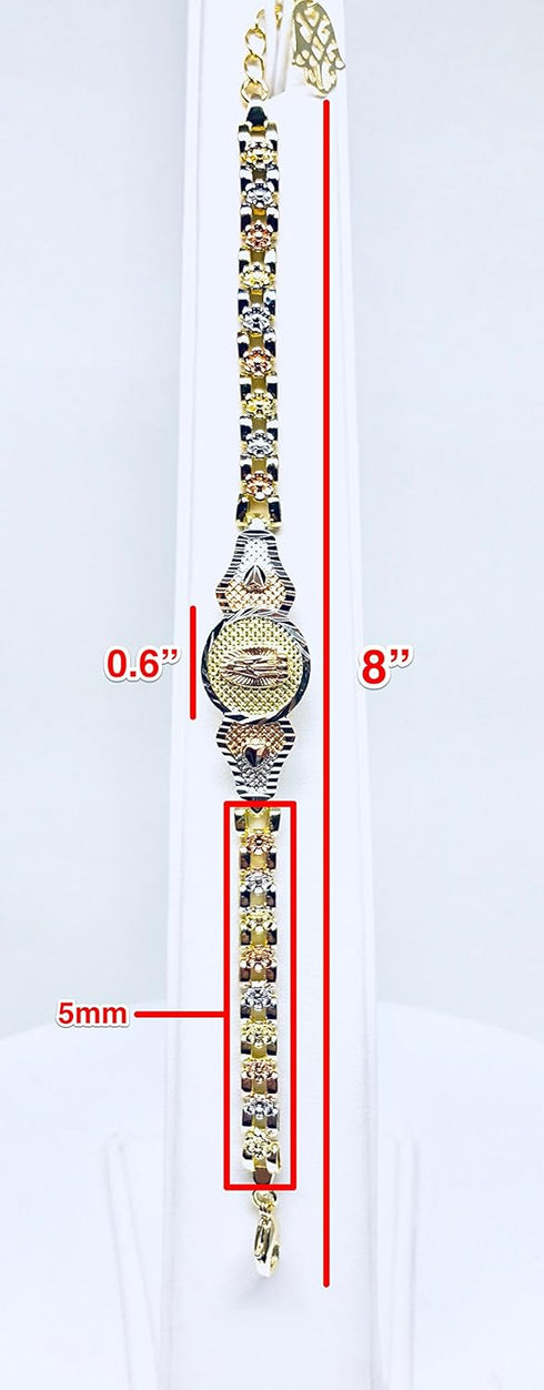 Fran & Co. Virgin Mary Bracelet Virgen De Guadalupe Pulsera Tres Colores Oro Laminado 8“...