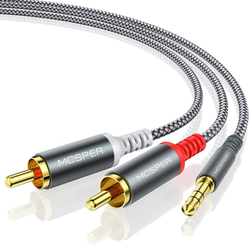 RCA to 3.5mm AUX Cable, (6.6 Feet) 3.5 mm 1/8 to RCA 2-Male Headphone Jack Adapter Splitter Premium Stereo Audio Cord for Connects a Smartphone, T...