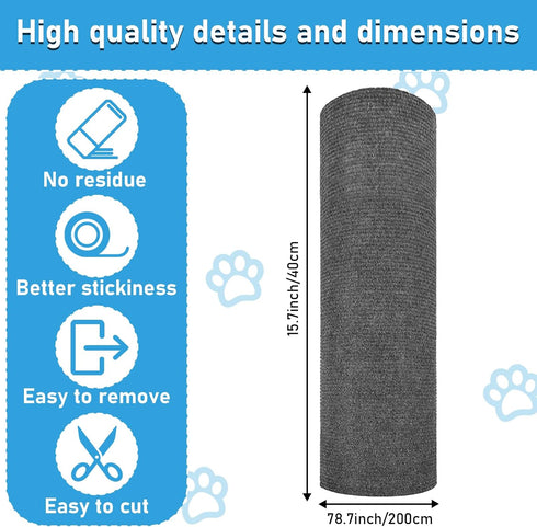Trimmable Cat Scratching Post Carpet Covered 78.7”x15.8” Self-Adhesive Cat Tree Shelves Replacement Parts Mat Cat Scratcher for Cat Tree Shelves S...