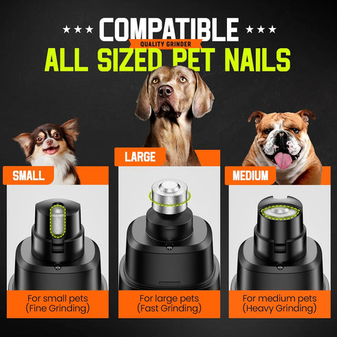 Dog Nail Grinder Upgraded Dog Nail Trimmers Clipper with 2 LED Light, 2 Speed Rechargeable Electric Pet Nail Grinder Quiet Low Noise for Small Med...
