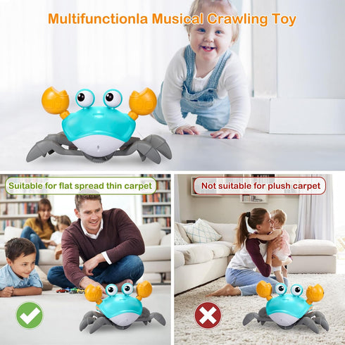 Crawling Crab Baby Toy Gifts Infant Tummy Time Toys Build in Rechargeable Battery,Baby Toys with Music and LED Light for 0-6 6-12 1-3 4+ Year Old ...