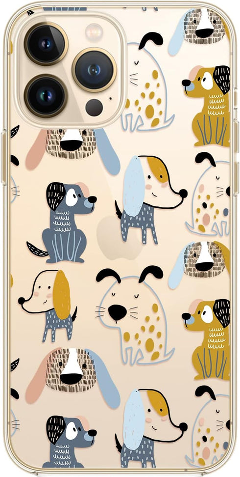 Blingy's for iPhone 13 Pro Case (6.1 inch), Fun Dog Style Cute Animal Pattern Funny Cartoon Design Transparent Soft TPU Protective Clear Case (Car...