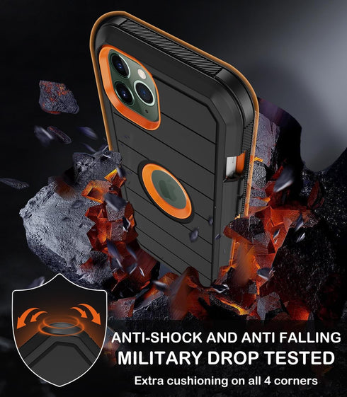 for iPhone 11 Pro Max Case with Belt Clip Holster,Built-in Screen Protector,Heavy Duty Shockproof Drop Protection Military Grade Durable Phone Cov...