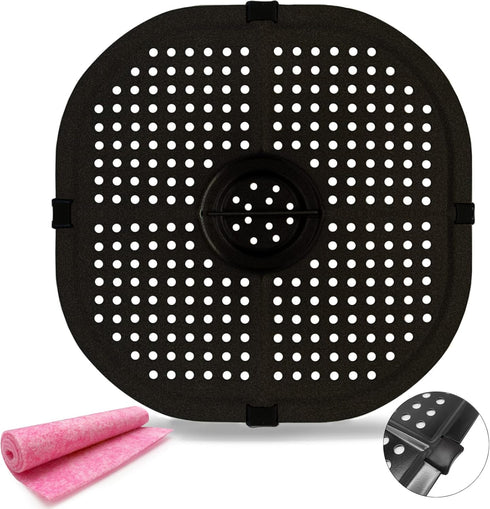 Air Fryer Grill Pan for COSORI 5QT Air Fryers, 9.09IN Upgraded Square Crisper Plate Tray, Air Fryer Replacement Parts Accessories Rack with Rubber...