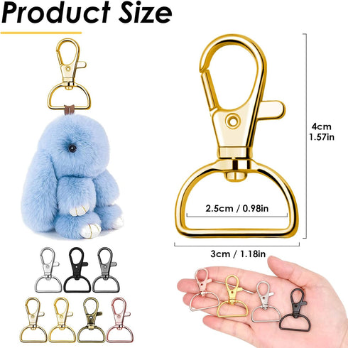 Swivel Clasp Hooks, Anezus 80Pcs Key Chain Clip Hooks, D Ring Clip Lanyard Hardware for Keychain Making, Lanyard Making, Purse Hardware, DIY Craft...