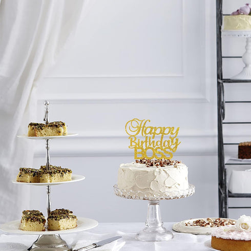 Happy Birthday Boss Cake Topper, Gold Glitter Baby Boy 1st Birthday,Happy Birthday for Men,Prince Birthday Party Decorations...