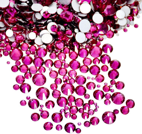 AD Beads 1440 Pieces Mixed Size Glue on Quality Glass Flatback Rhinestones Round Crystal Gems (24 Rose)...