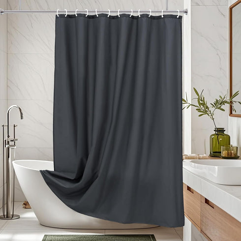 AooHome Fabric Shower Curtain 48 Width x 72 Height Inch, Solid Color Bath Curtain with Hooks for Hotel, Water Repellent, Dark Grey...