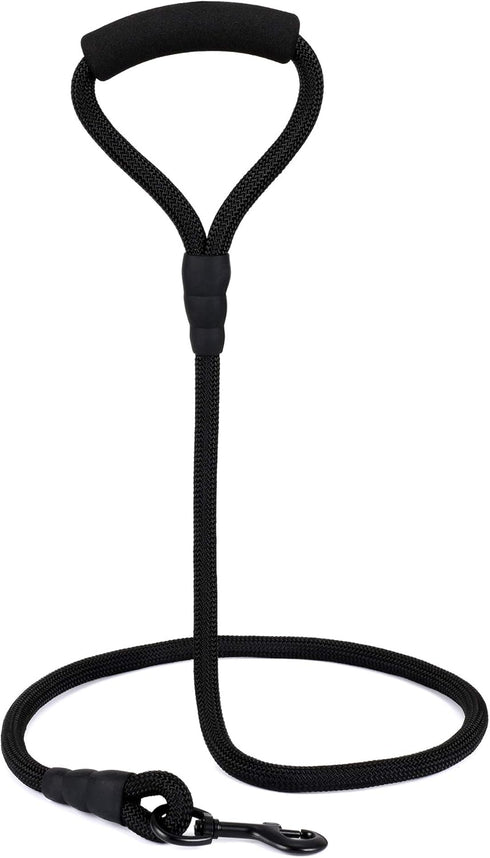 Mile High Life Dog Leash with Comfortable Padded Handle | Black Nylon Rope Dog Leash | Heavy Duty 6 Feet Dog Leashes (Black)...