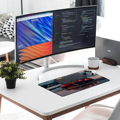 Large Mouse Pad Gaming Cool 370z Red Sport Car Jdm Sunset Reflection Desk Mat Long Big Mousepad Extended Keyboard Computer Pad Office Desk Organiz...