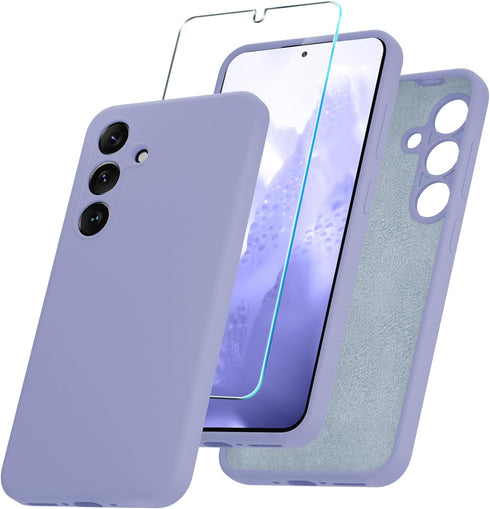 for Samsung Galaxy A35 5G Case, Silicone Phone Case with 1 Screen Protector, Soft Anti-Scratch Microfiber Lining, Full Body Shockproof Slim Cover,...