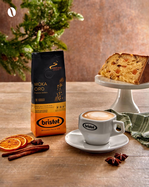 Bristot Moka Oro Ground Coffee | Italian Ground Espresso | Medium Roast | For Moka, French Press, Pour Over | 8.8oz/250g...