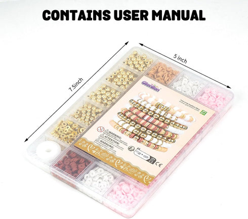 Gionlion 3000 Pcs Clay Beads for Bracelets, Bracelet Making kit Golden Beads for Jewelry Making, Charms Bracelet Kit DIY Arts and Crafts Birthday ...