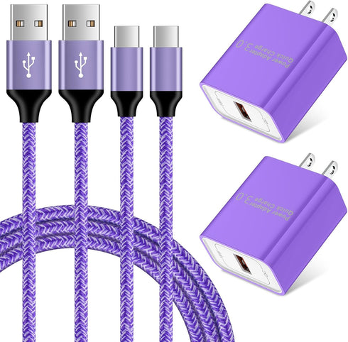 Adaptive Fast Charging USB Wall Charger Adapter + 6ft Android Charger Cable Type C for Samsung Galaxy S24,S23,A55,A15,A54,A14,A53,A13,A23,A03S,A12...
