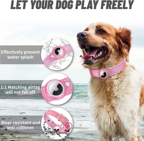 AirTag Dog Collar, Reflective Apple Air Tag Dog Collar, Padded Dog Collars with AirTag Holder Case, Adjustable Air Tag Pet Collar for Small Medium...