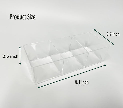 Stackable Clear Drawer Organizers Small Makeup Vanity Storage Bins Trays and Office Desk Drawer Dividers Triple Compartments 2 Pack...