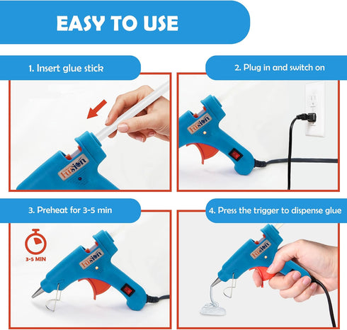 Hot Glue Gun Kit with Case - 20w Mini Hot Glue Gun Set and 10 Small Glue Sticks - for Kids and Adults, School, DIY Art and Repairs, Including Carr...